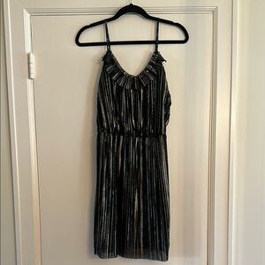 Black and Gold Metallic Striped Dress Size Large